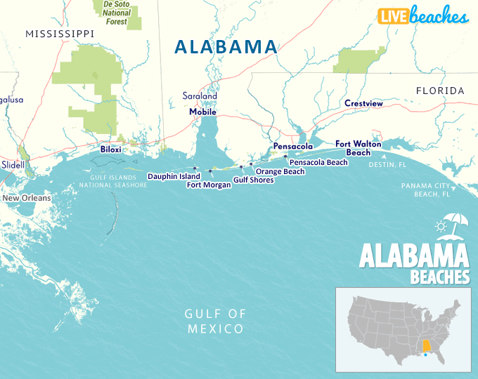 Map of Alabama Beaches - LiveBeaches.com