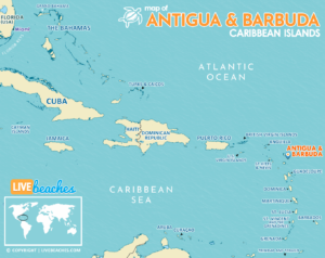 Map of Antigua & Barbuda, Caribbean Islands and Resort Beaches | Hi-Res and Printable - LiveBeaches.com