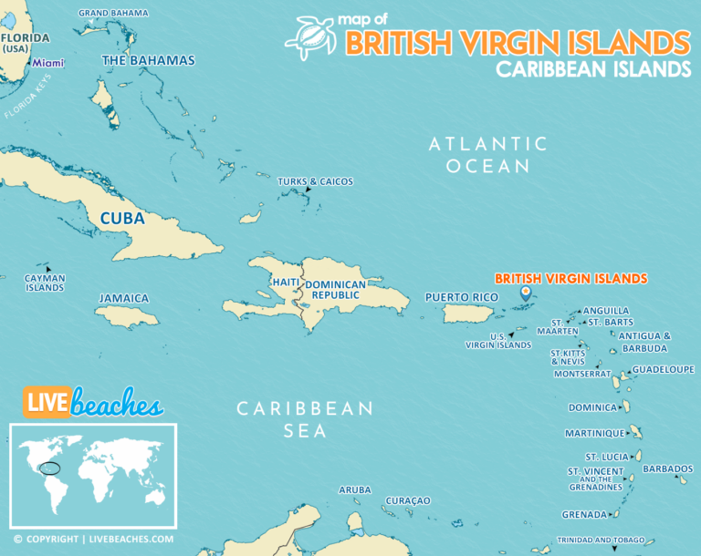 Map of British Virgin Islands, Caribbean