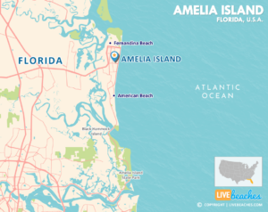 Amelia Island, FL Beaches Map, U.S.A.