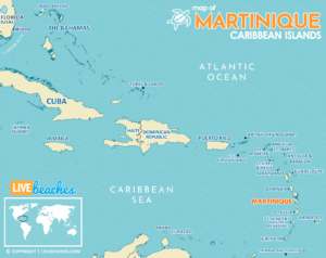 Map of Martinique, Caribbean Islands and Resort Beaches | Hi-Res and Printable - LiveBeaches.com
