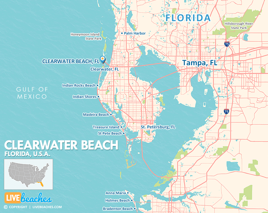 Clearwater Beach Florida Map, Best Beaches, USA - LiveBeaches.com