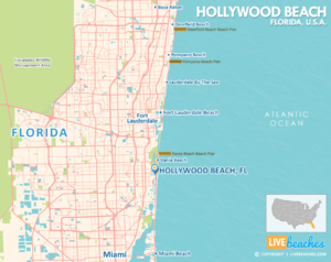 Hollywood Beach Florida Map, Best Beaches, USA - LiveBeaches.com