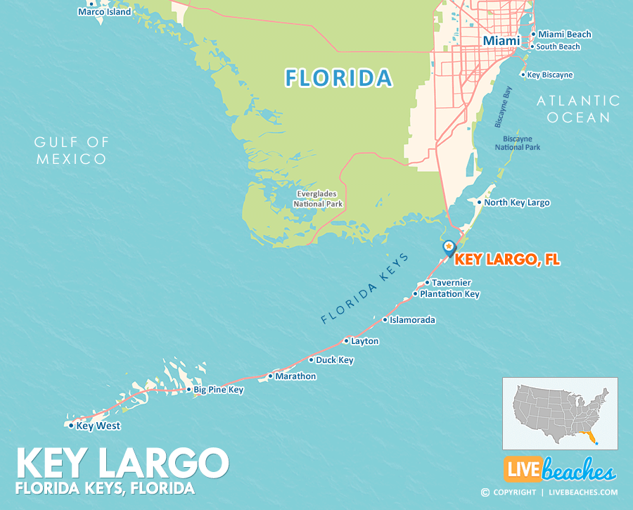 Key Largo Beach Florida Map, Best Beaches, USA - LiveBeaches.com