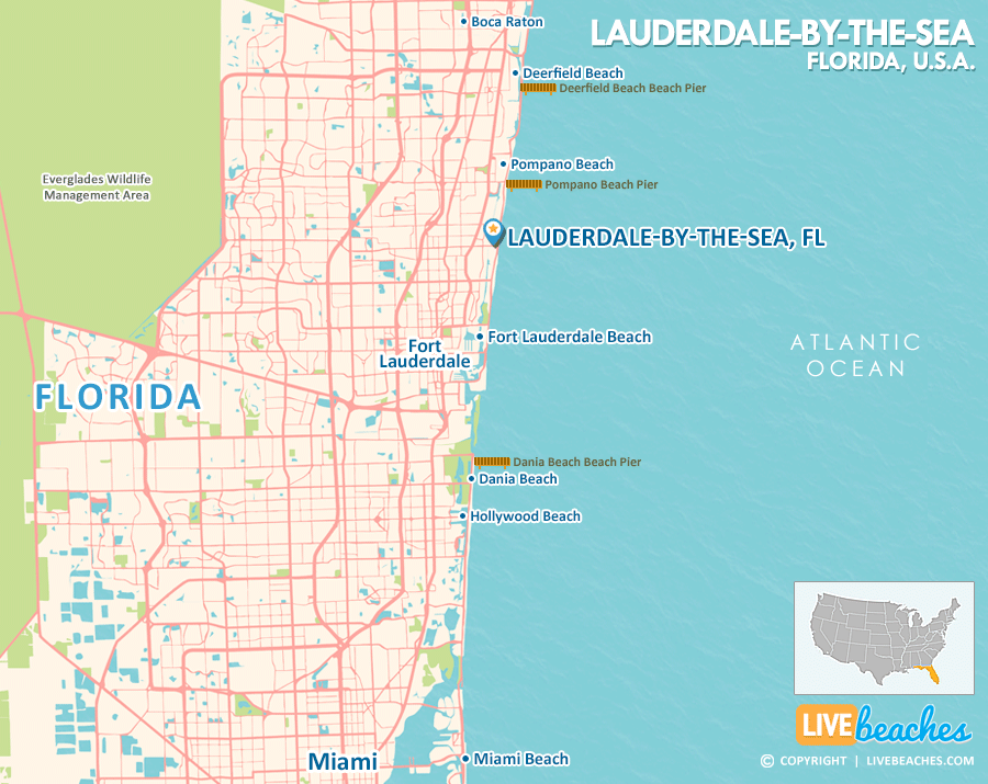 Lauderdale-by-the-Sea Beach Florida Map, Best Beaches, USA - LiveBeaches.com