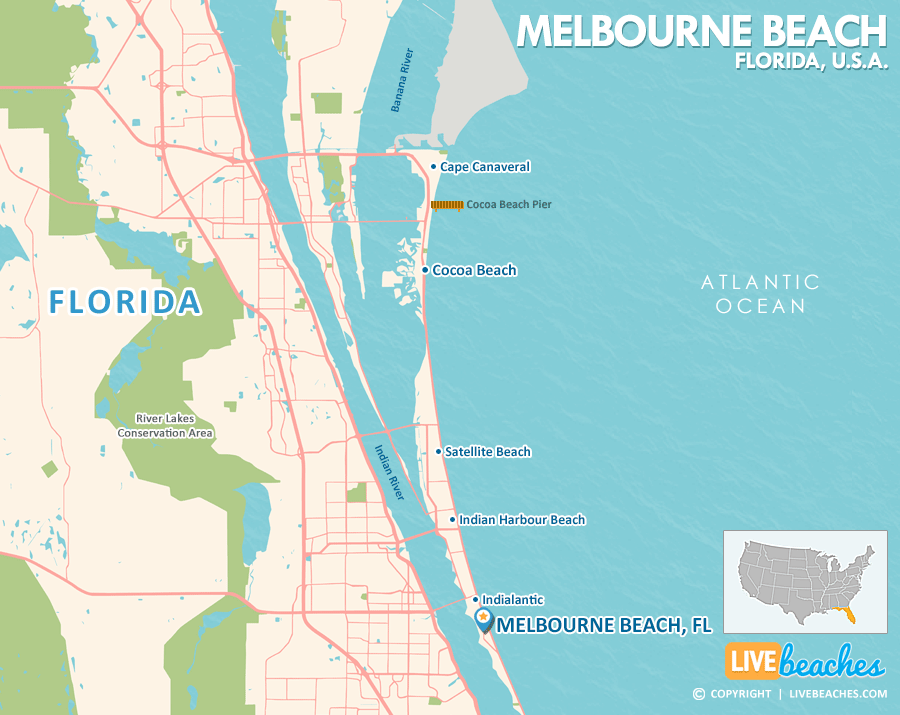 Melbourne Beach Florida Map, Best Beaches, USA - LiveBeaches.com