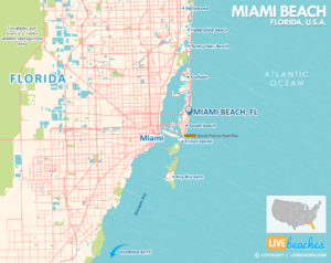 Miami Beach Florida Map, Best Beaches, USA - LiveBeaches.com