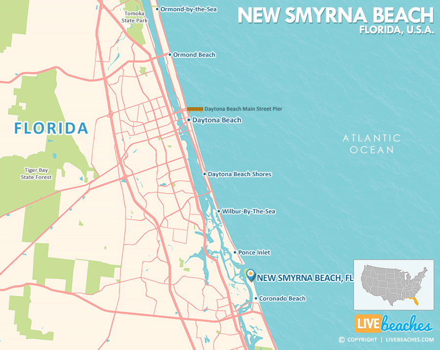 New Smyrna Beach Florida Map, Best Beaches, USA - LiveBeaches.com