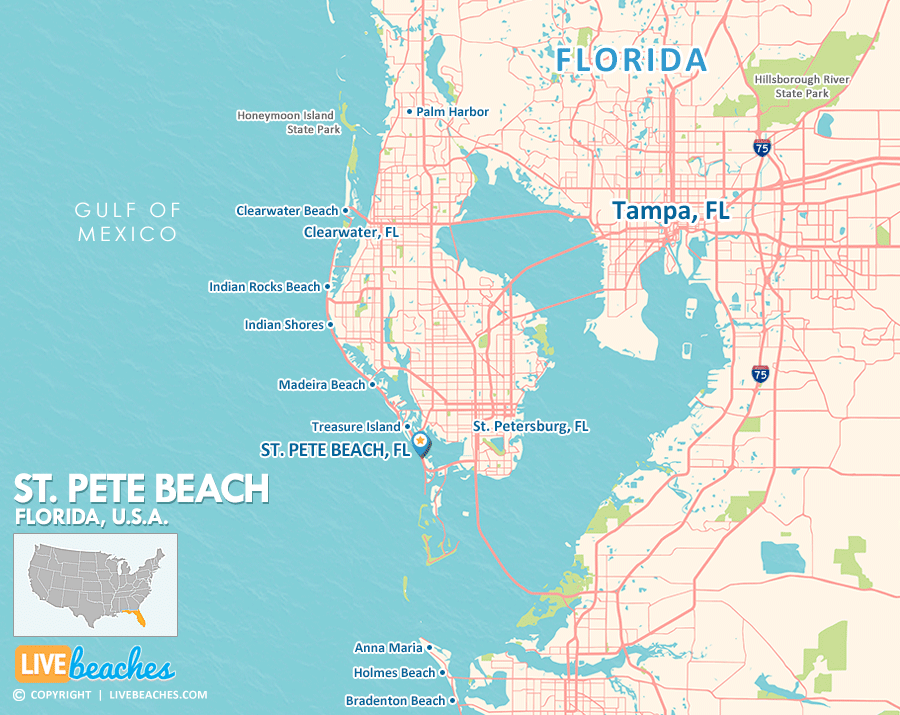St. Pete Beach Florida Map, Best Beaches, USA - LiveBeaches.com