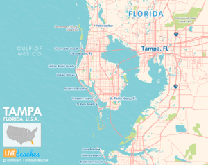 Tampa Bay Florida Map, Best Beaches, USA - LiveBeaches.com