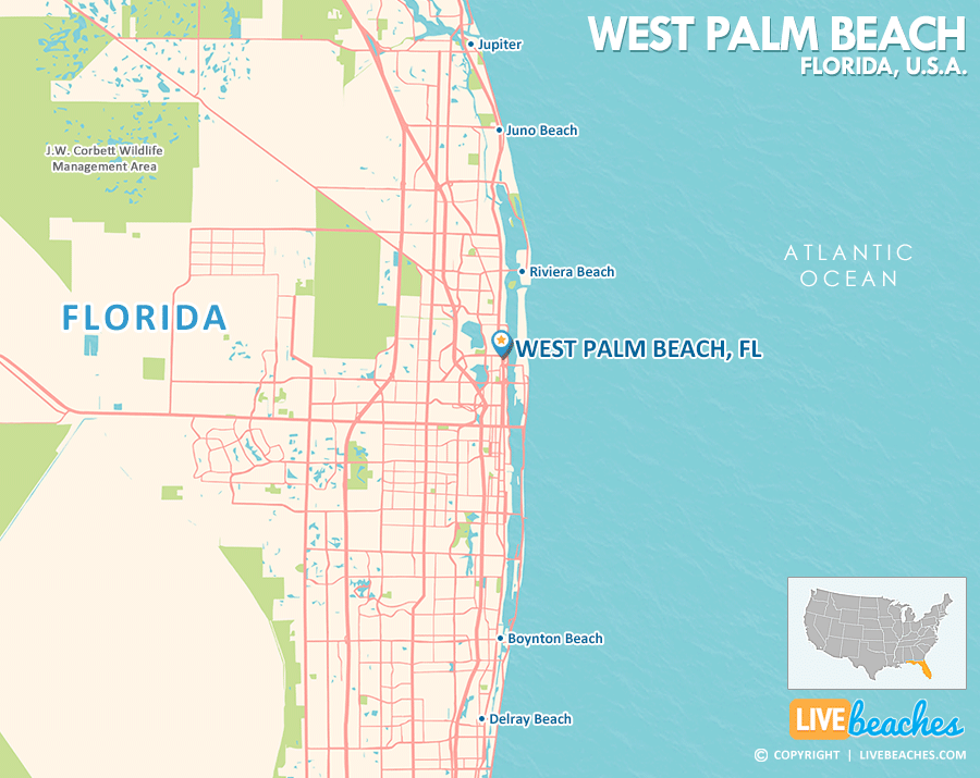 West Palm Beach Florida Map, Best Beaches, USA - LiveBeaches.com
