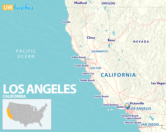 Map of Los Angeles, California - LiveBeaches.com