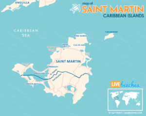 Saint Martin Map, Caribbean Islands - Live Beaches