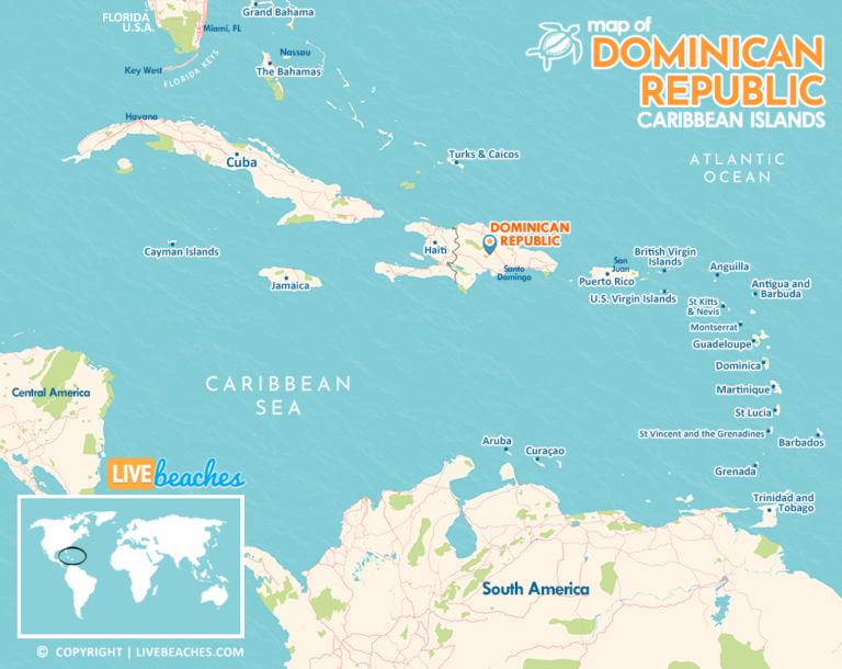 Map of Dominican Republic - Live Beaches