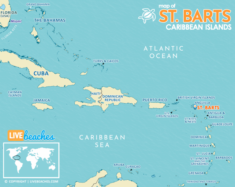 Map of St. Barts - Live Beaches