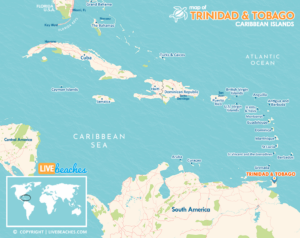 Map of Trinidad & Tobago, Caribbean Islands | Large Printable - LiveBeaches.com