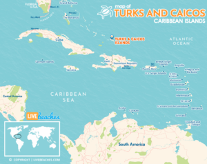 Map of Turks and Caicos, Caribbean Islands, Resort Beaches | Hi-Res and Printable - LiveBeaches.com