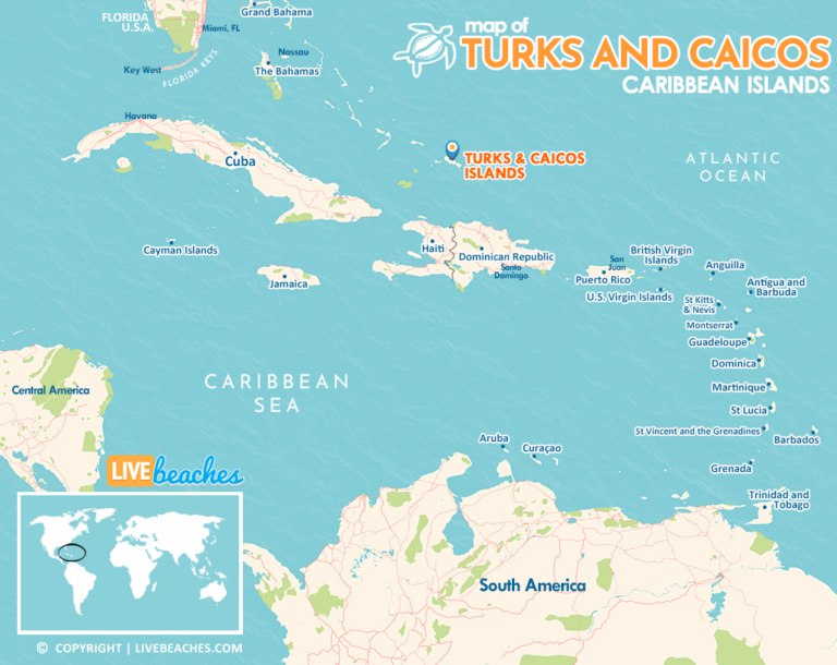 Map of Turks and Caicos Islands - Turks And Caicos Map Caribbean Islands Printable 1020x810 1 768x610 