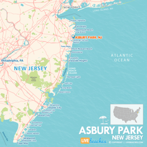 Map of Asbury Park, NJ, Jersey Shore | Large Printable - LiveBeaches.com