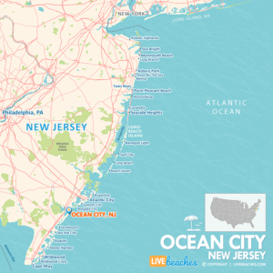 Map of Ocean City, NJ, Jersey Shore | Large Printable - LiveBeaches.com