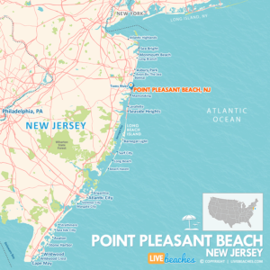 Map of Point Pleasant Beach, NJ, Jersey Shore | Large Printable - LiveBeaches.com