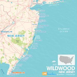Map of Wildwood, NJ, Jersey Shore | Large Printable - LiveBeaches.com