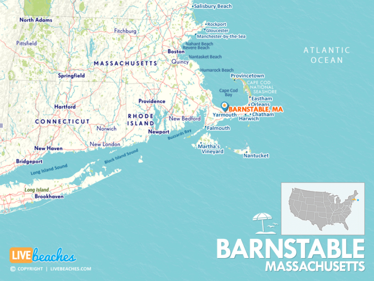 Map of Barnstable, Massachusetts - Live Beaches