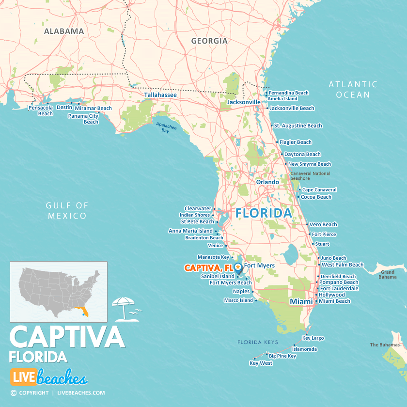 Map of Captiva, Florida
