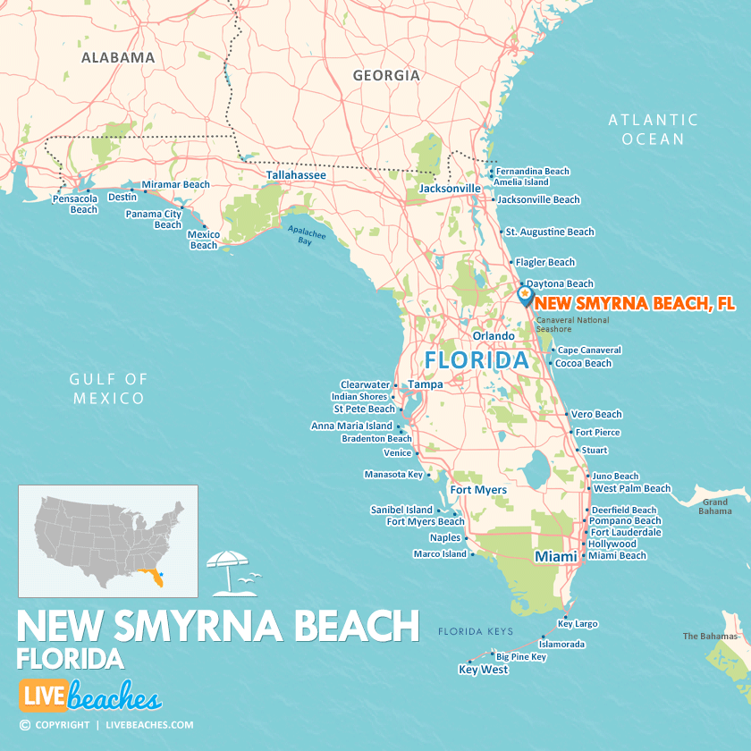 Map of New Smyrna Beach, Florida