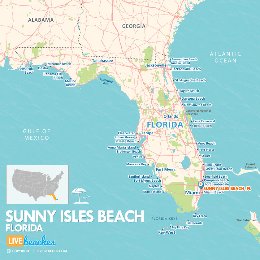 Map of Sunny Isles Beach, Florida