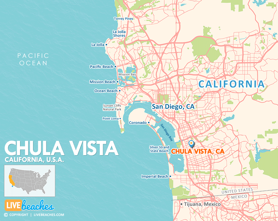 Chula Vista, California Map, Best Beaches, USA - LiveBeaches.com