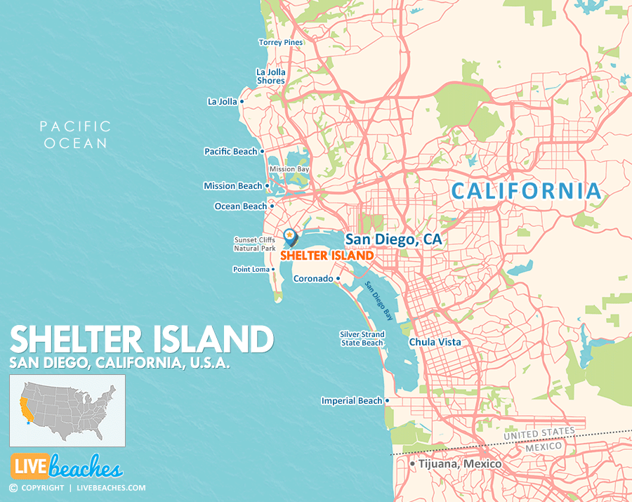Shelter Island Map in San Diego, California