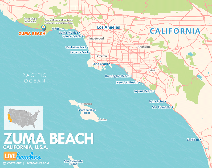 Map of Zuma Beach, Malibu California