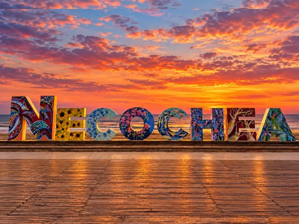 necochea beach sign